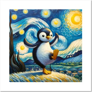 Starry Night Penguin: Poignant Tee for Penguin Awareness Day Posters and Art